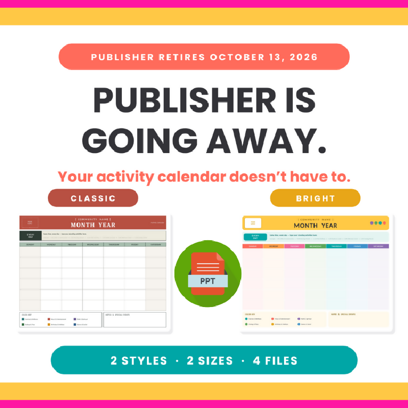 Activity Calendar Template | Editable Monthly PowerPoint Calendar | Publisher Alternative | 2 Styles, 2 Sizes