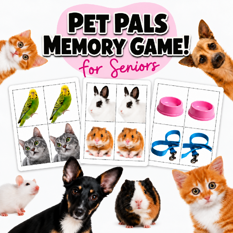 Pet Pals Memory Matching Game for Seniors