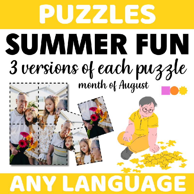 Printable August Image Puzzles for Seniors - Cognitive Stimulation Activity with Seasonal Pictures for Assisted Living - Brain Games for Cognitive Practice and Engagement