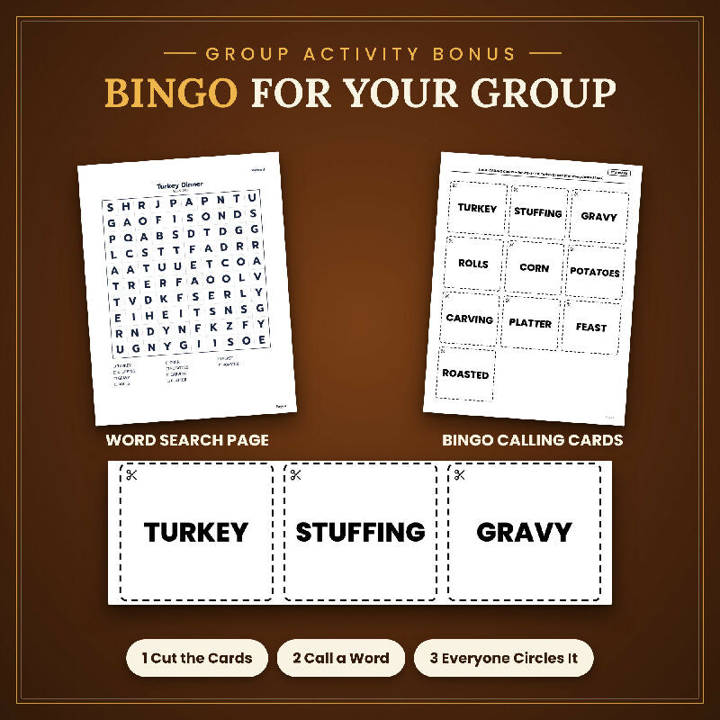 Fall Thanksgiving Word Search for Seniors, 50 Extra Large Print Puzzles, Bingo Bonus, US Letter and A4