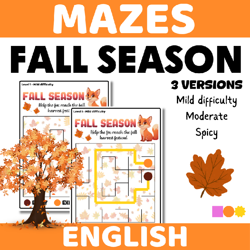 Fall Season Mazes for Seniors & Memory Care | Easy, Medium & Hard Cognitive Stimulation Activity | Visual Tracking, Problem-Solving & Cognitive Stimulation Autumn-Themed Maze