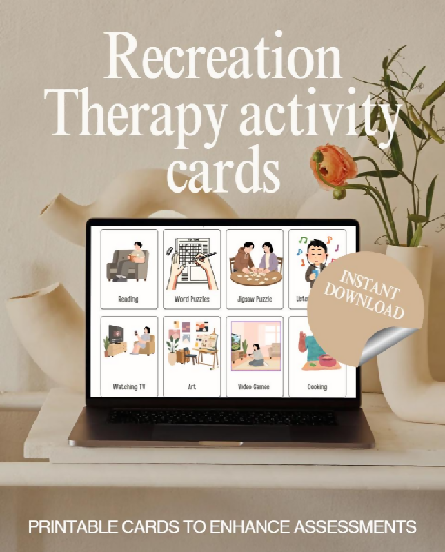 Cards can be used to help identify clients interests or as a visual on activity calendars