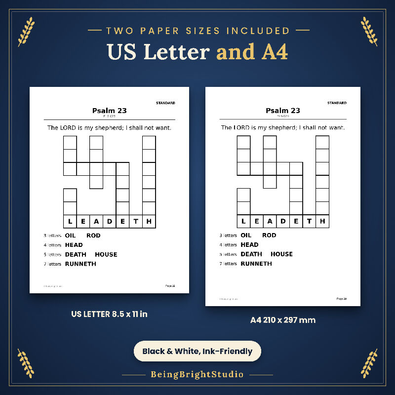 Extra Large Print Psalms Word Fill In for Seniors, 150 Bible Puzzles, KJV, Bonus Planner