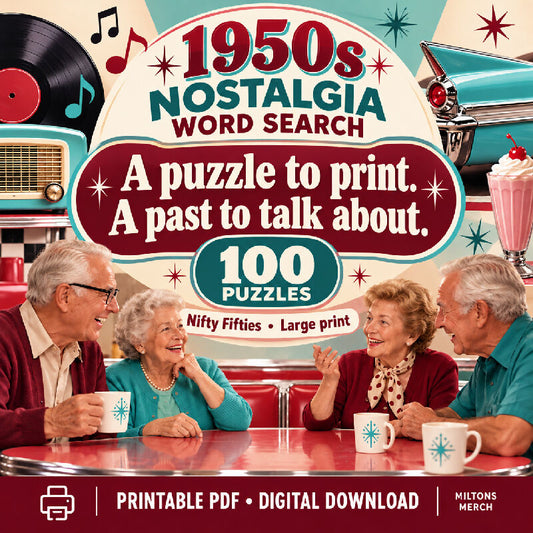 Nifty Fifties — 100 Large Print 1950s Word Searches & Reminiscence Topics, PDF