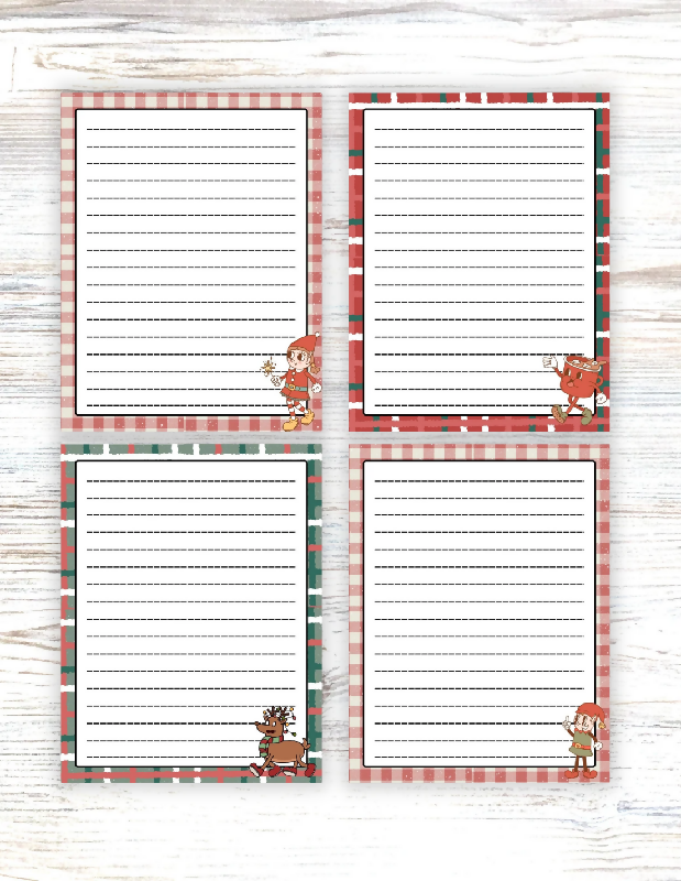 Christmas Printable Bundle, Holiday Stationary Set, Christmas Recipe Book Cards, Letter Writing, Cute Journal Pages, Shopping or To-do List