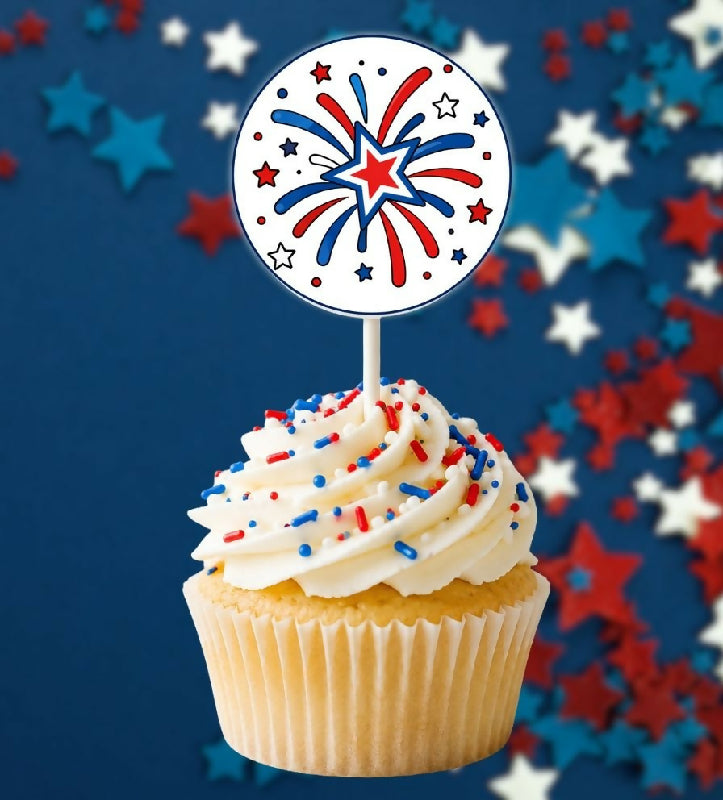 Red, White and Blue Cupcake Topper printable