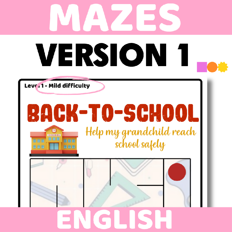 Back to School Mazes for Seniors & Memory Care | Easy, Medium & Hard Cognitive Stimulation Activity | Visual Tracking, Problem-Solving & Cognitive Stimulation
