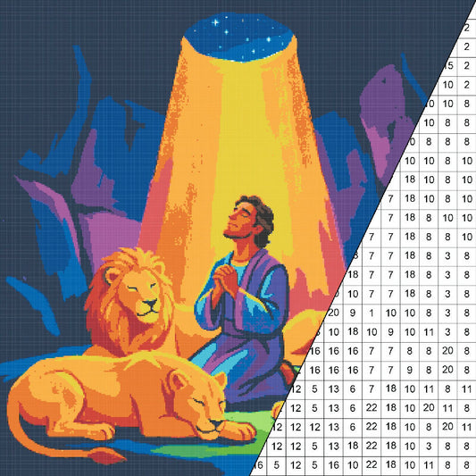 Daniel in the Lions Den Collaborative Color by Number | Giant Group Activity Poster | Biblical Art | Watercolor Style
