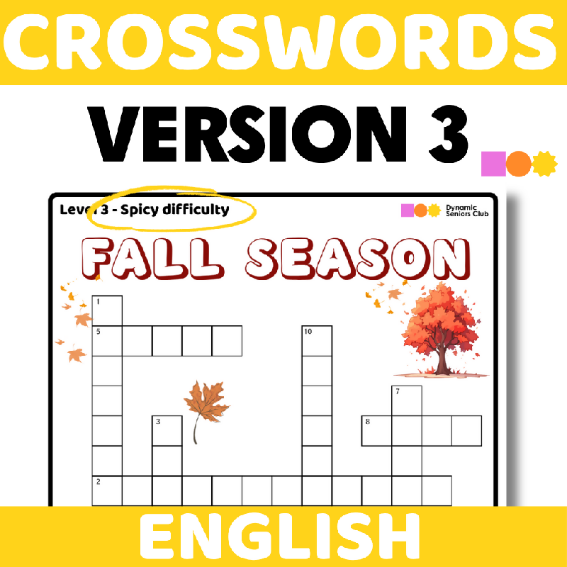 Fall Season Crossword Puzzles for Seniors | October-Themed Printable Brain Activities for Fine Motor & Cognitive Practice for Older Adults - Autumn-Themed