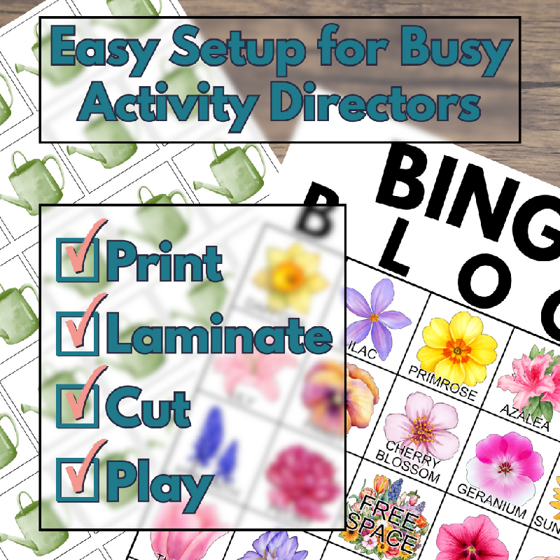 Bingo Bloom Game for Seniors | Printable Memory Care Activity Pack