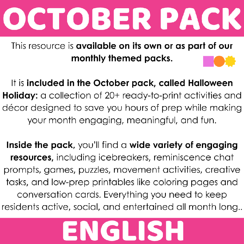 October Themed Conversation Board Game for Seniors | Discussion Questions for Memory Care & Social Engagement Fall-Themed| Icebreaker Activity for Older Adults Autumn-Themed