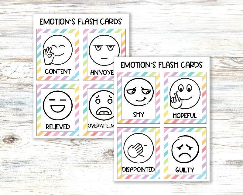 Emotion Flashcards 2 Versions, Photo Facial Expressions & Emotions Icon