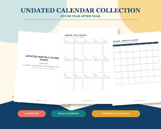 Undated Monthly Activity Calendar for Senior Living (Digital Download)