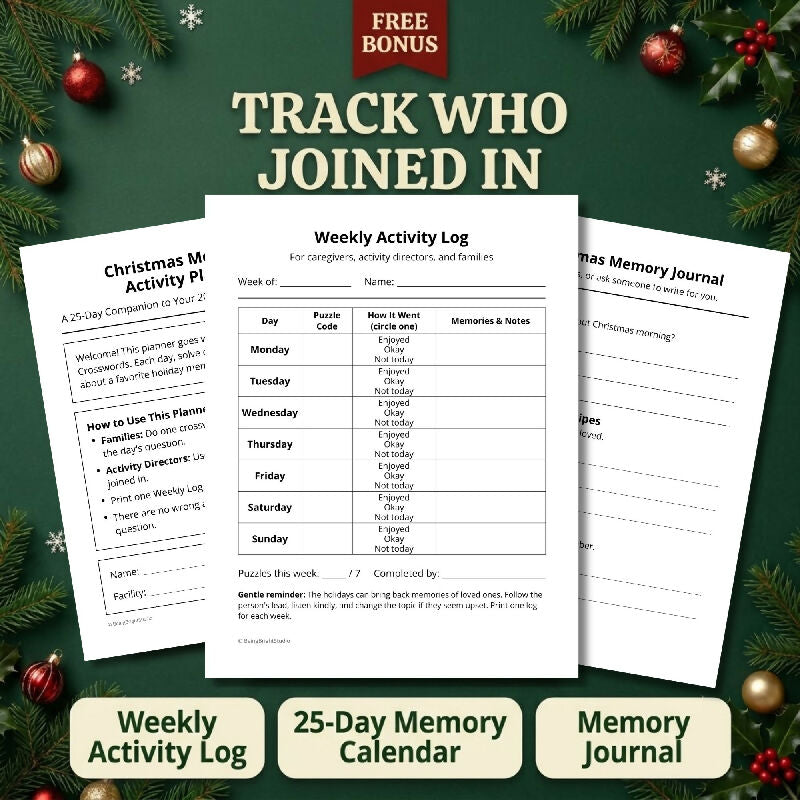 200 Large Print Christmas Crosswords for Seniors – Group Activity Set