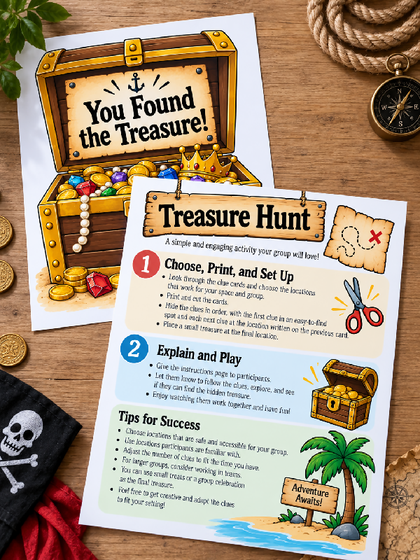 Pirate Scavenger Hunt, Follow the Clues to the Hidden Treasures