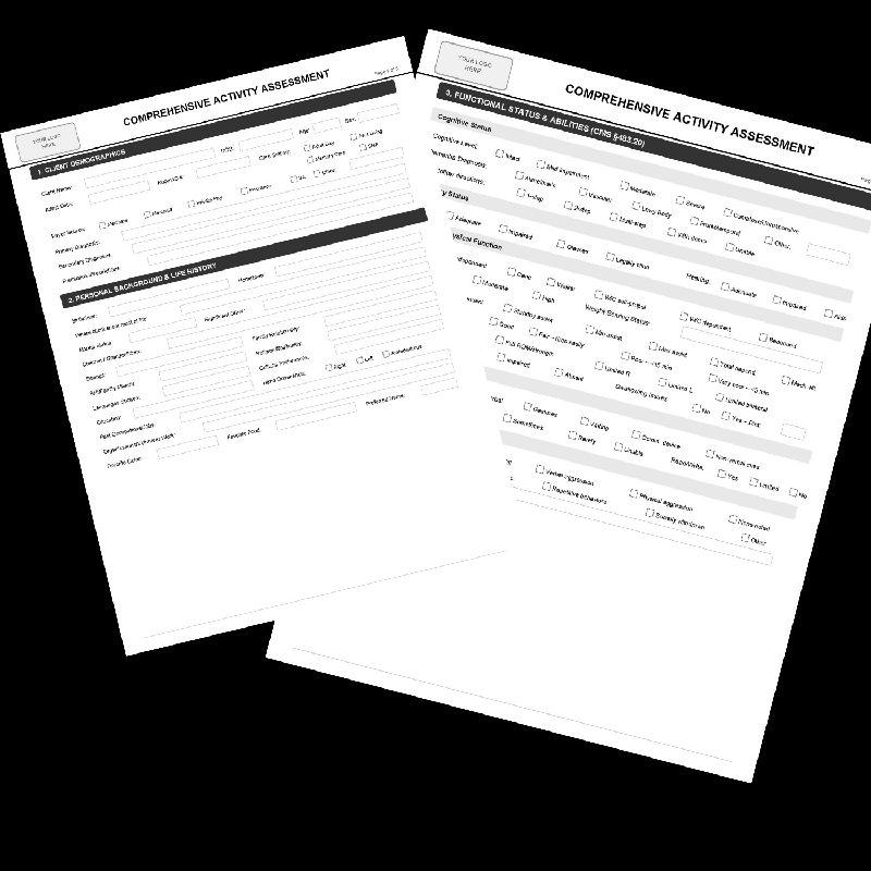 CMS-Aligned Activity Assessment Form | Fillable PDF for Activity Directors & Life Enrichment Coordinators