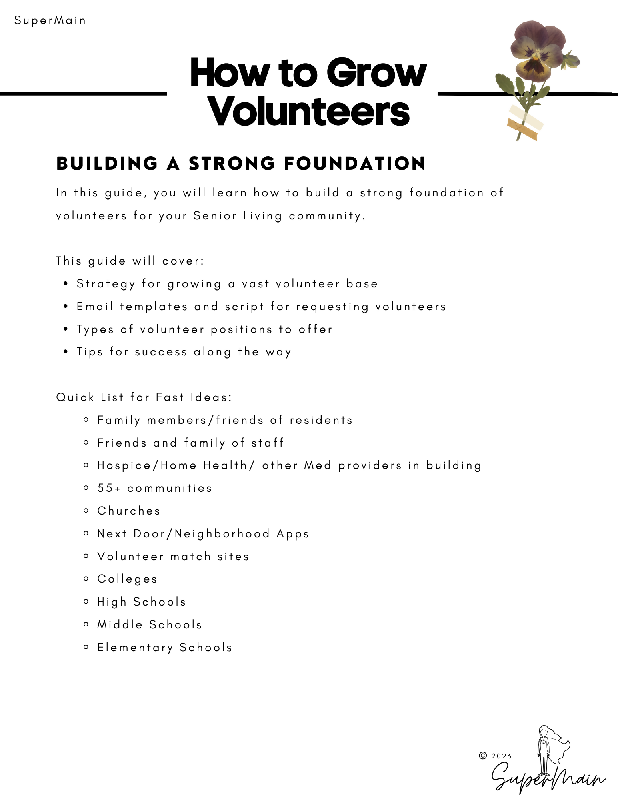 Senior Living Volunteer Recruitment Guide | Activity Director Resource (16 Pages)