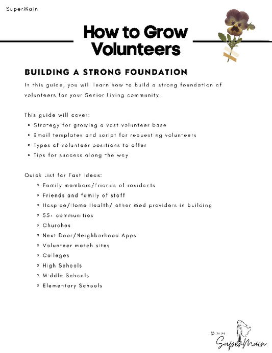 Senior Living Volunteer Recruitment Guide | Activity Director Resource (16 Pages)