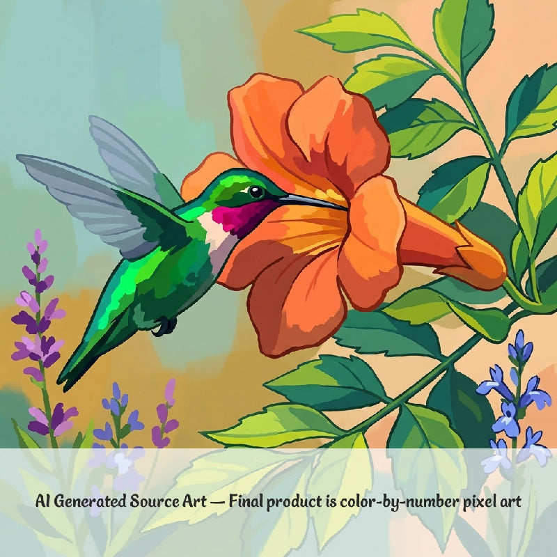 Hummingbird and Flower Collaborative Color by Number | Giant Group Activity Poster | Nature Activity | Watercolor Style