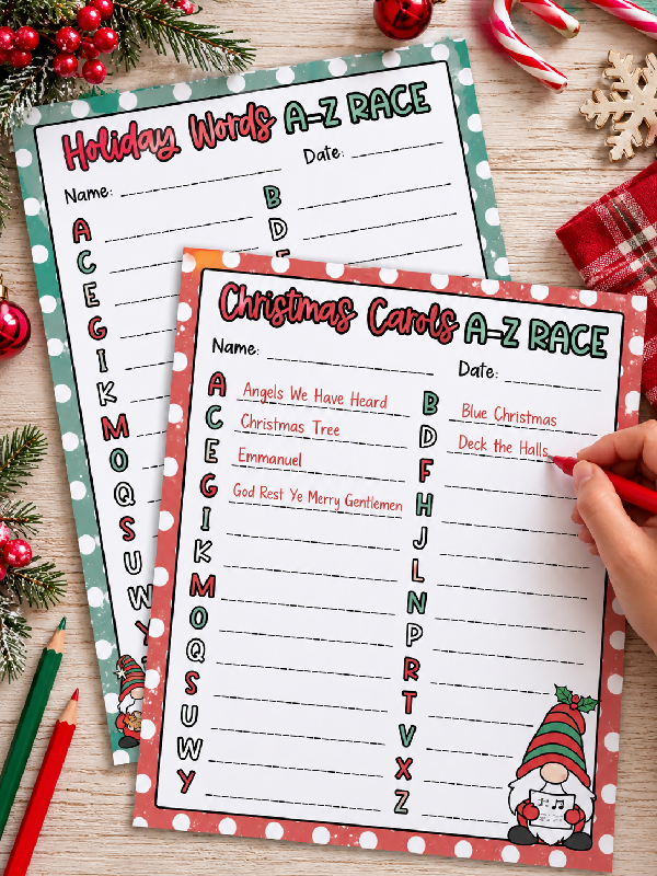 Christmas Activity Bundle, Left Right Party Games, Word Puzzles & Mazes, Don't Eat Pete, Scavenger Matching Cards, Stationary, Bookmarks & More