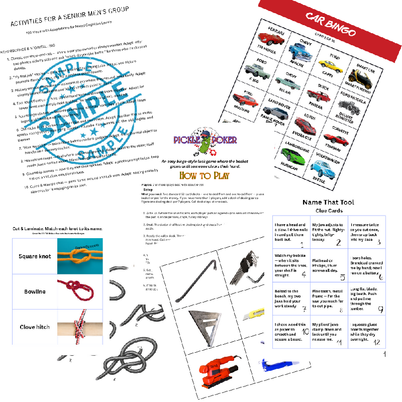 Senior Men's Activity Bundle | Printable Memory Care & Assisted Living Games | Activity Director Resource | Men’s Group Activities