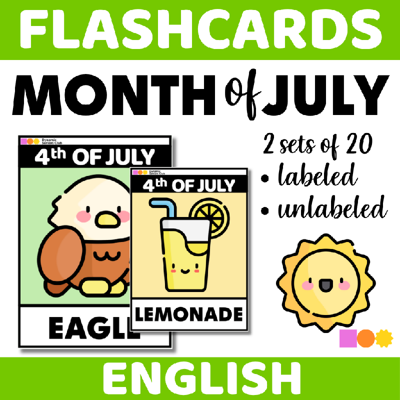 Month of July Flashcards - 4th of July - Independence Day - Fourth of July