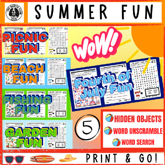 Summer Fun Activity Pack for Seniors | Hidden Objects, Word Searches & Word Scrambles